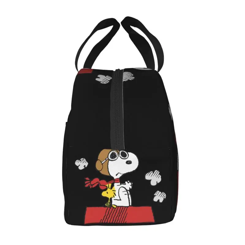 Custom Snoopy Woodstock Lunch Bag Women Cooler Warm Insulated Lunch Box for Children School