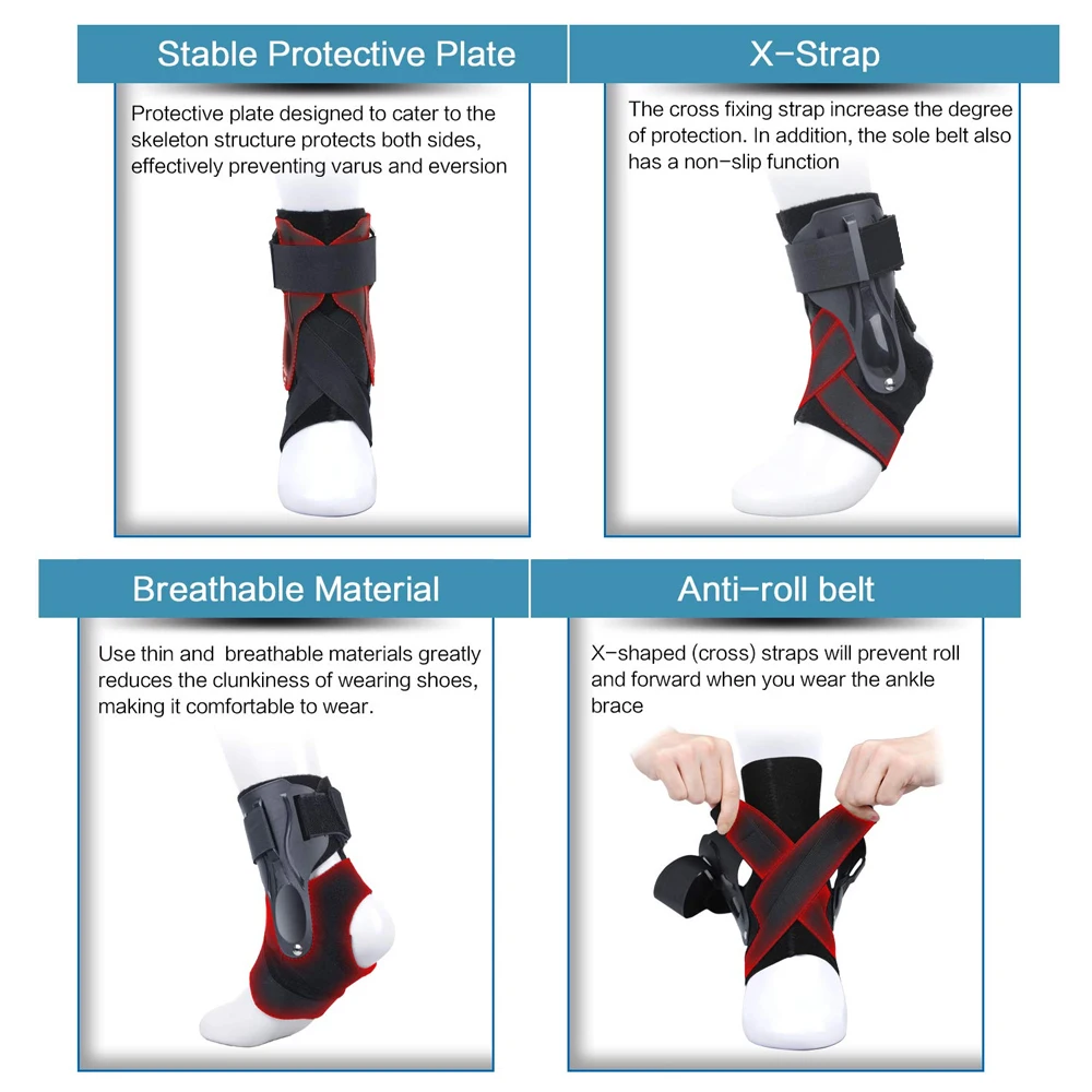 1Pcs Ankle Brace for Sprained Ankle,Ankle Support Brace with Side Stabilizers for Men & Women,Ankle Splint Stabilizer Volleyball