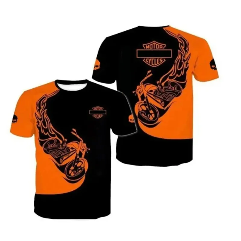 2024 New Hot Sell Match Skull Men Women Motorcycle Harleys Race T-shirt Short Sleeve Davidsons Cool Trend