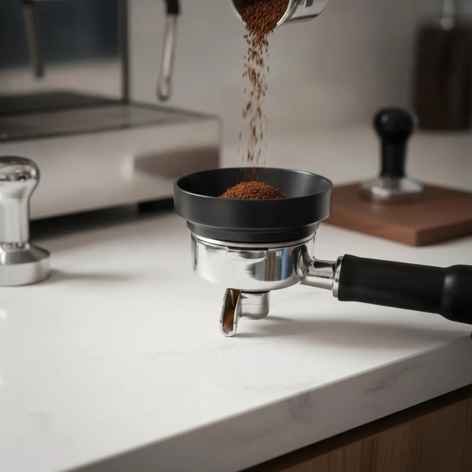 Coffee Dosing Ring Grinder Collar Aluminum Measuring Funnel for Espresso Portafilter Cup Kitchen Tool
