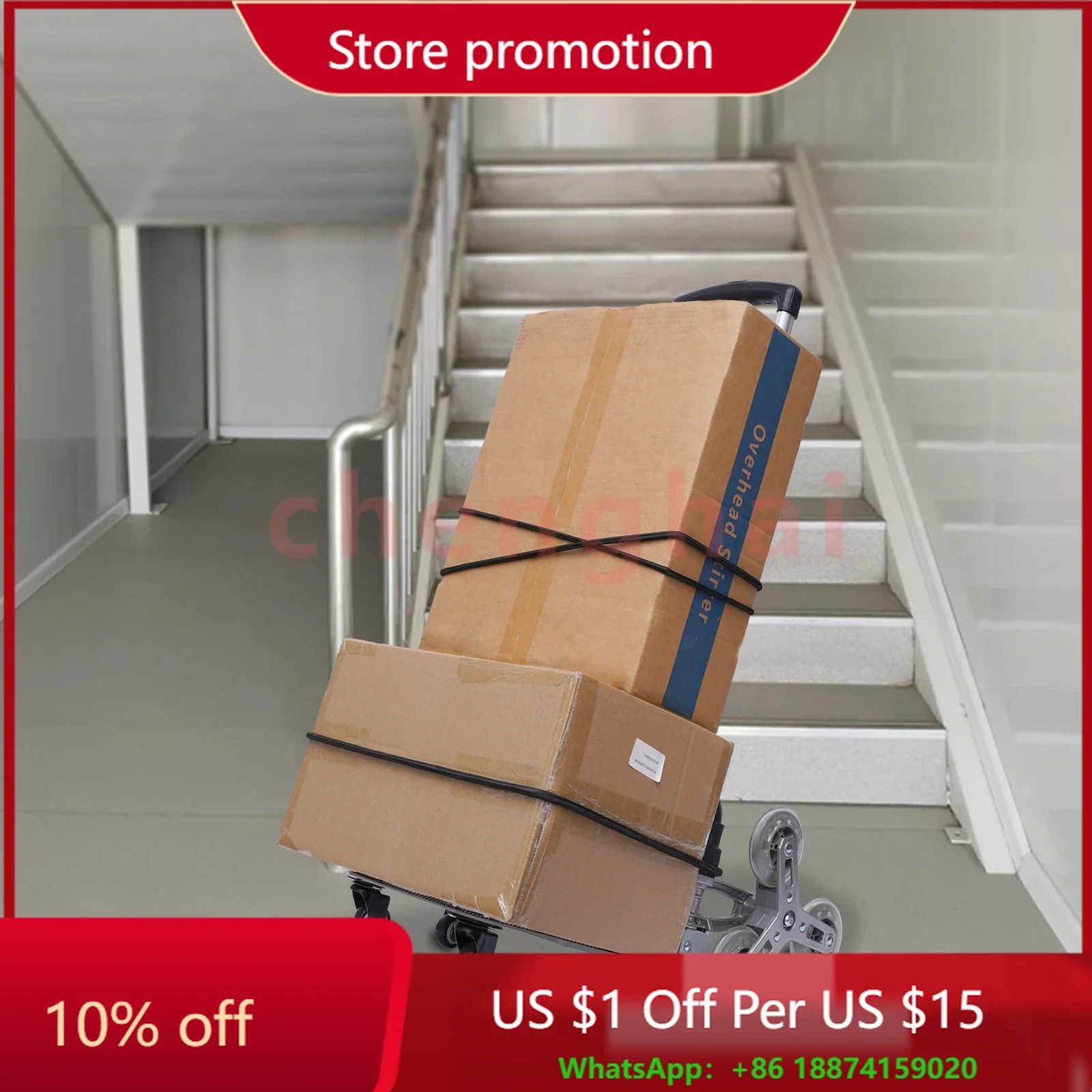 

Stair Climbing Cart Heavy-Duty Hand Truck Folding Cart Aluminium Luggage Cart for Moving with 6 Wheels and 4 Universal Wheels