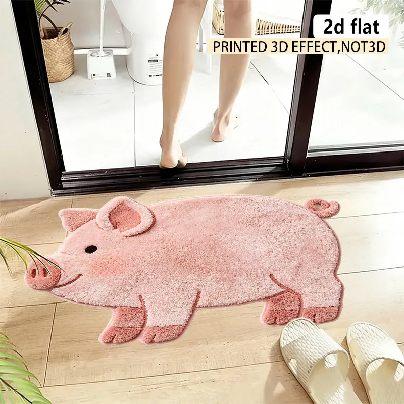VIKAMA a Pink Plush Pig Cushion with a Unique Design Doormat Kitchen Rug Creative Dec Living Room Carpet Rug for Bedroom Bathroo