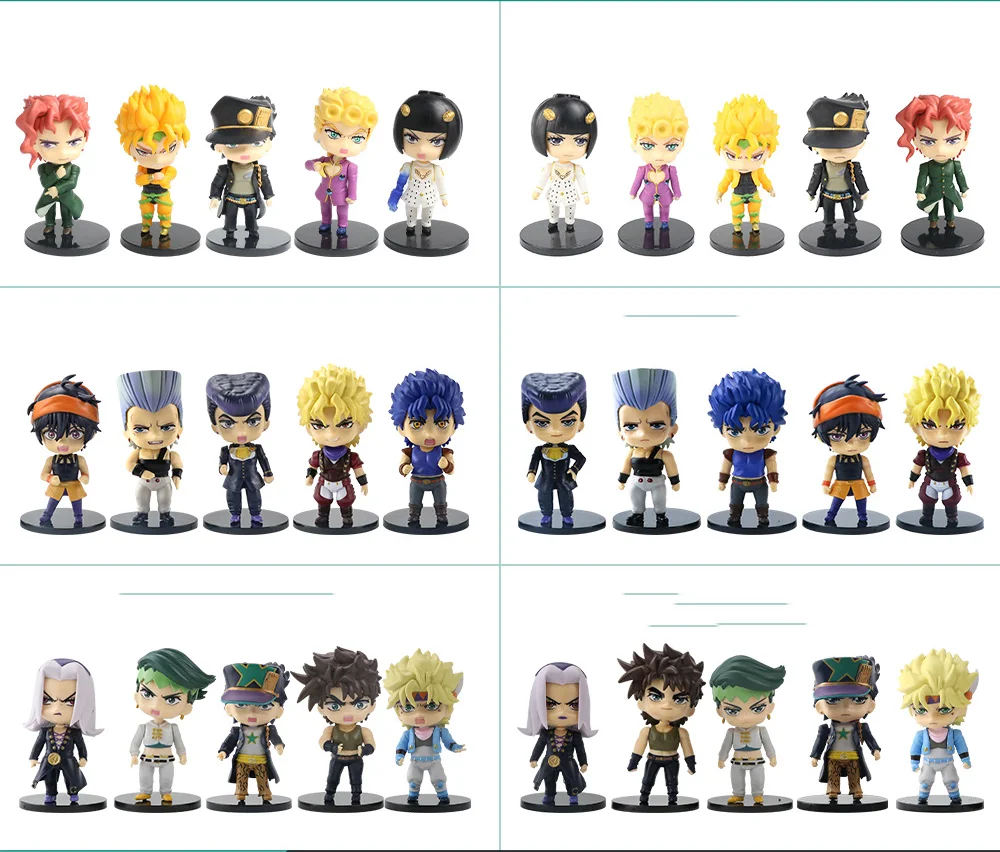 5Pcs/Set Anime JoJo Bizarre Adventure Q Version Action Figures PVC Model Toys Dolls Ornaments Collectible Gift