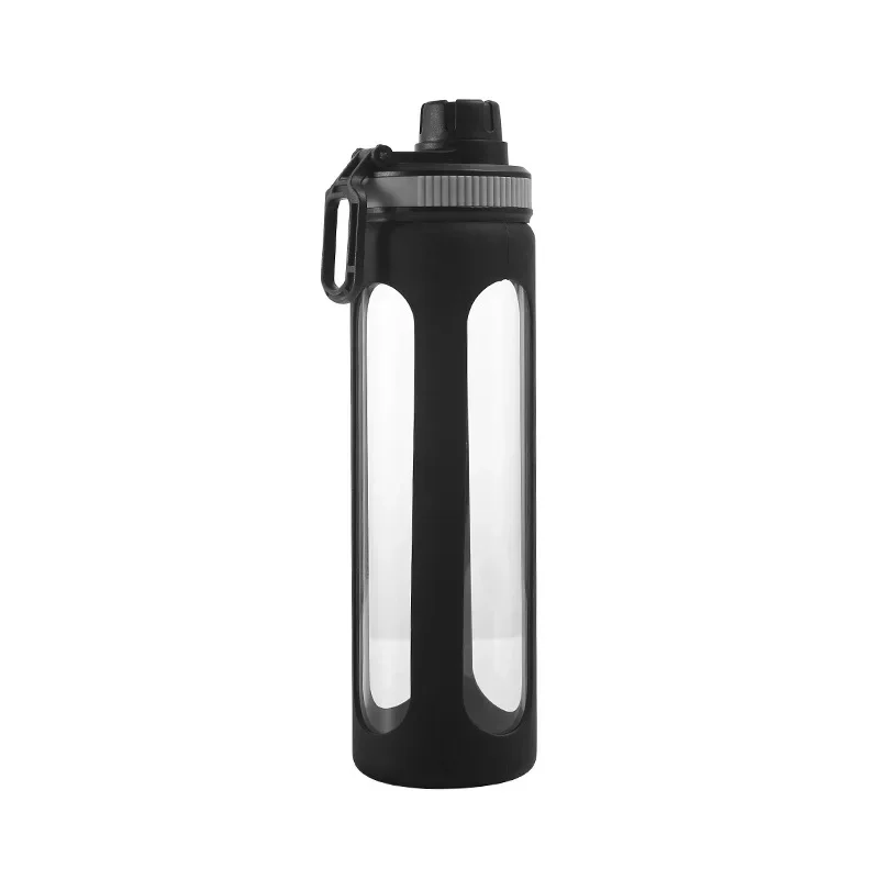 New Silicone Cover Single-layer Glass Outdoor Sports Water Cup Mountaineering Buckle Portable Plastic  Gift Glass Water Bottle