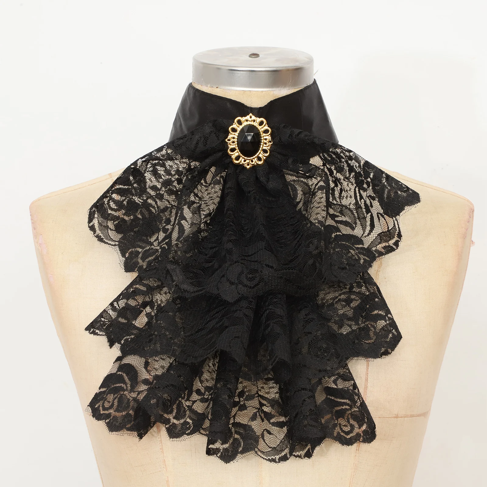 Ruffled Neck Collar Tulle Ruffled Lace Collar Detachable Renaissance Neck Cover Stage Party for Women Costume Accessory