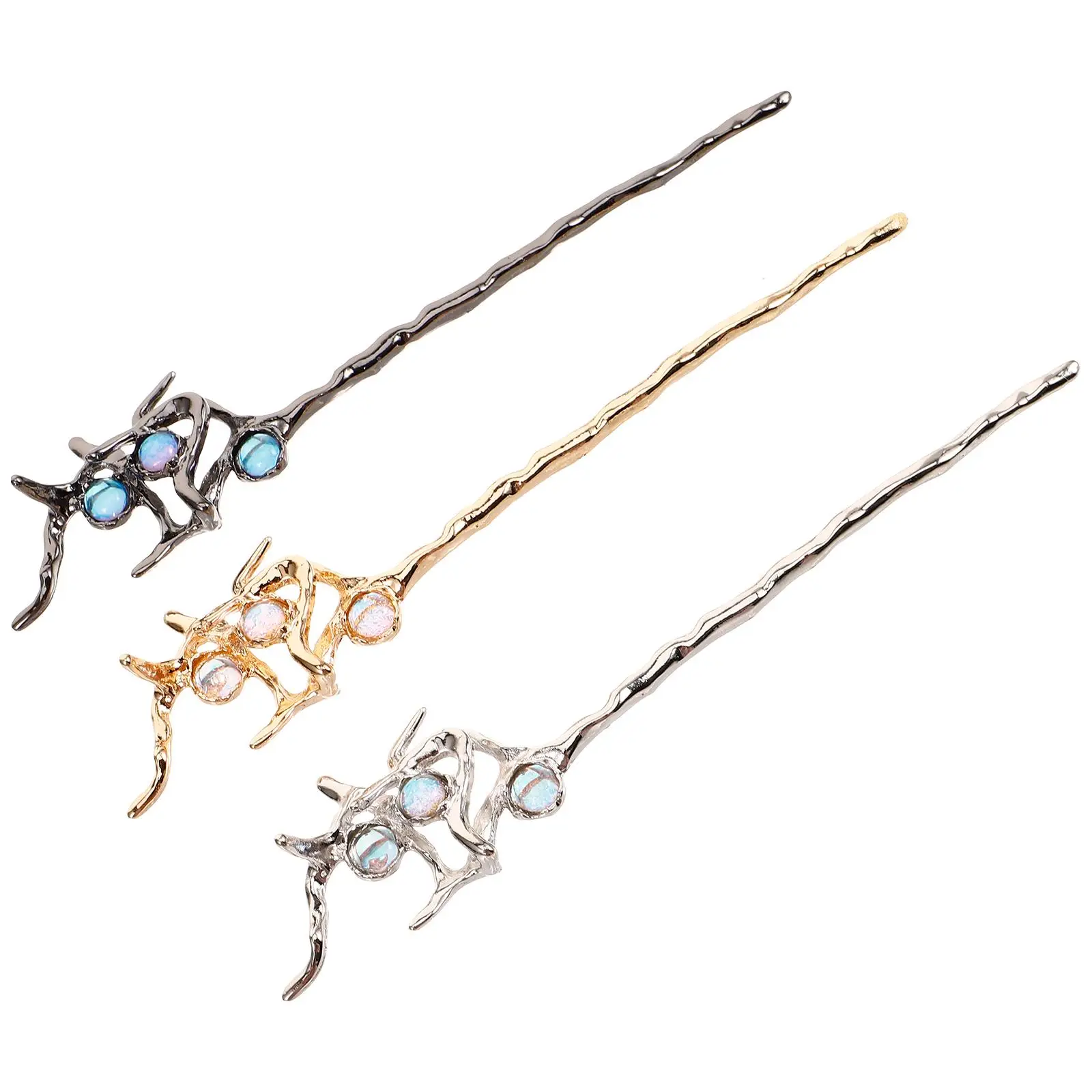 3 Pcs Irregular Hairpin Accessories for Girls Chopsticks Cosplay Vintage Women Alloy Chinese Women's Buns Long