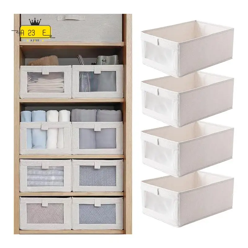 

A23E-4 Pack Closet Organizers And Storage Closet Organizer With Clear Window For Organizing Clothing, Jeans