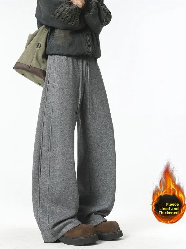 

Мужские зимние брюки TANGZ Studio Heavyweight Vintage Bend Knife с флисовой подкладкой, теплые, прямые, свободные, длинные