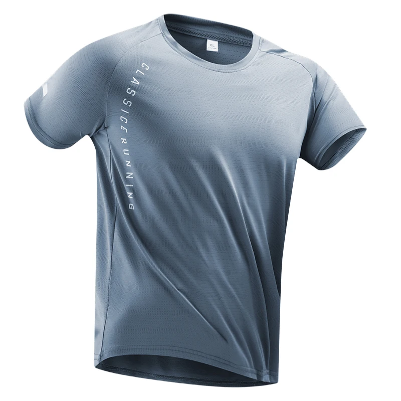 Summer Letter Print Running T-shirts Men Ice Silk Thin Tops Reflective Printing Quick Dry Short Sleeve Breathable Fitness Tshirt