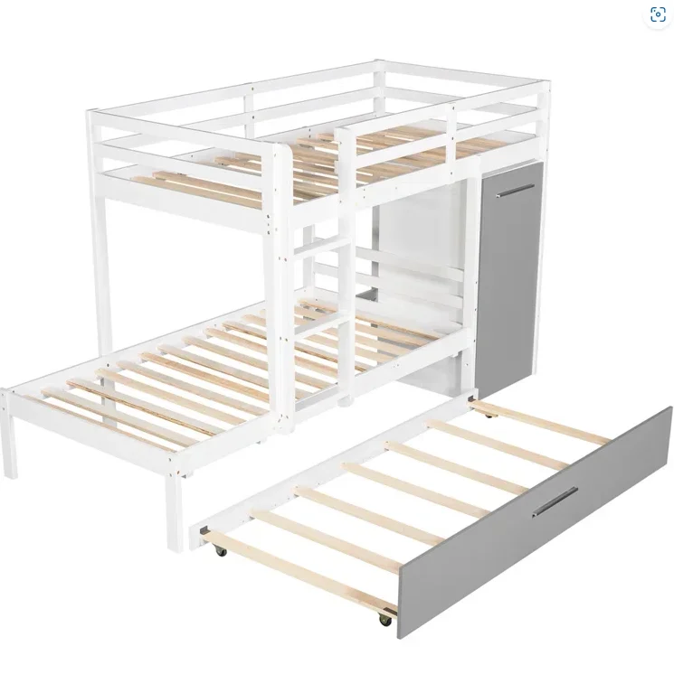 L-Shaped Modern Design Bunk Beds with Storage Cabinet and Drawers Children Bunk Bed Kids Bunk Bed