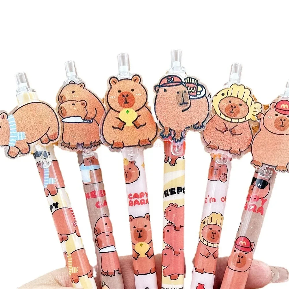 48pcs new Capybara gel pen 0.5mm black cartoon cute high-value press pen patch limited student stationery wholesale