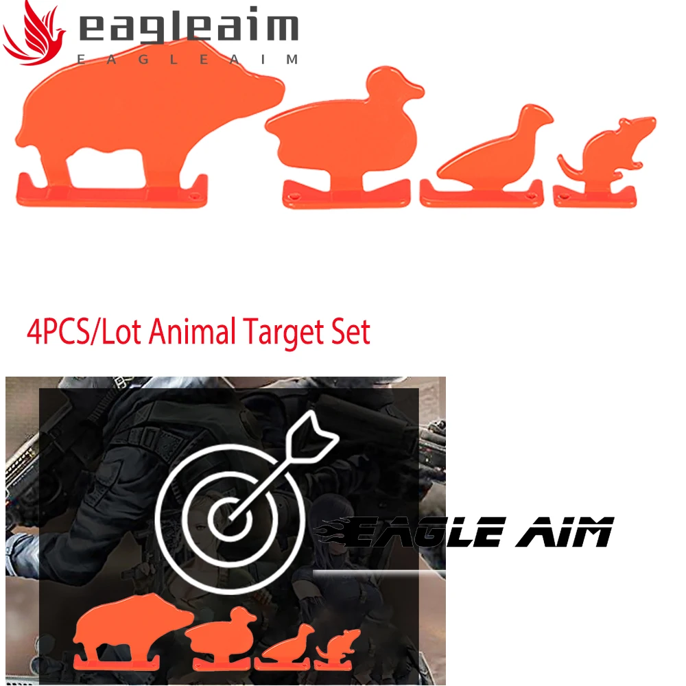 Metal Animal Target Set, Shooting Spotting Target for Fun and Practice Competition, Orange Paintball Hunting Accessories, 4PCS