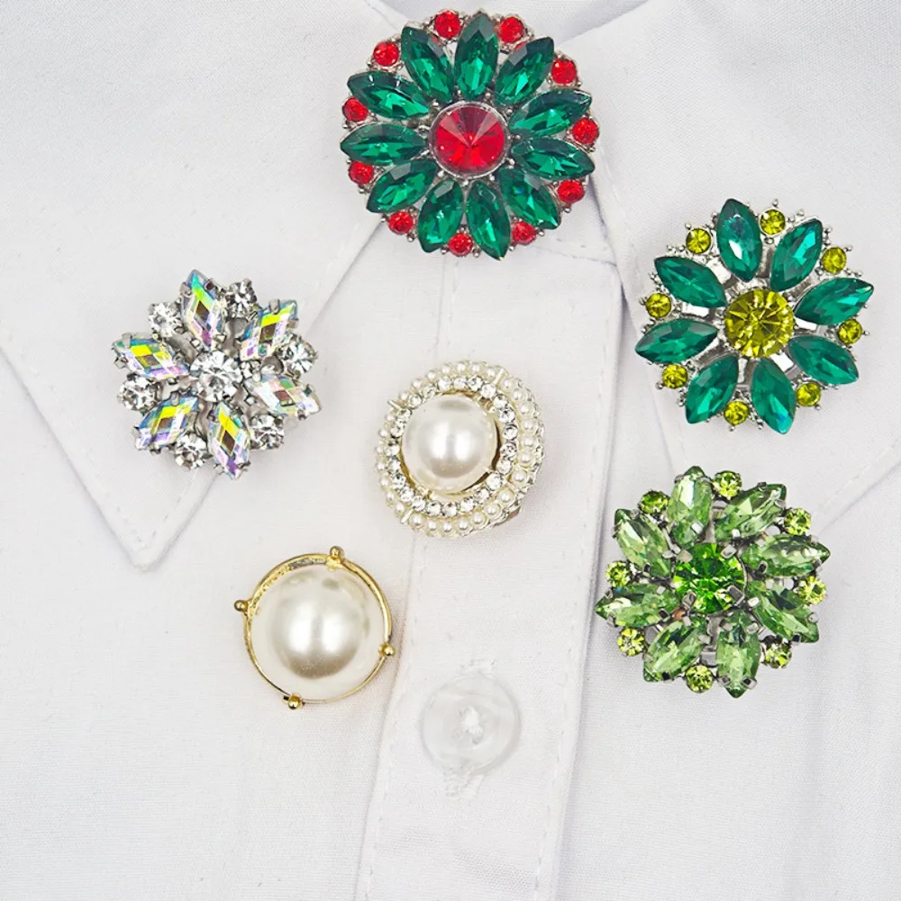 1PCS Rhinestone Button Covers for Cross Border Shirts Elegant Sleeve Cufflinks Fashion Clothing Decorative Sets Shine Luxury
