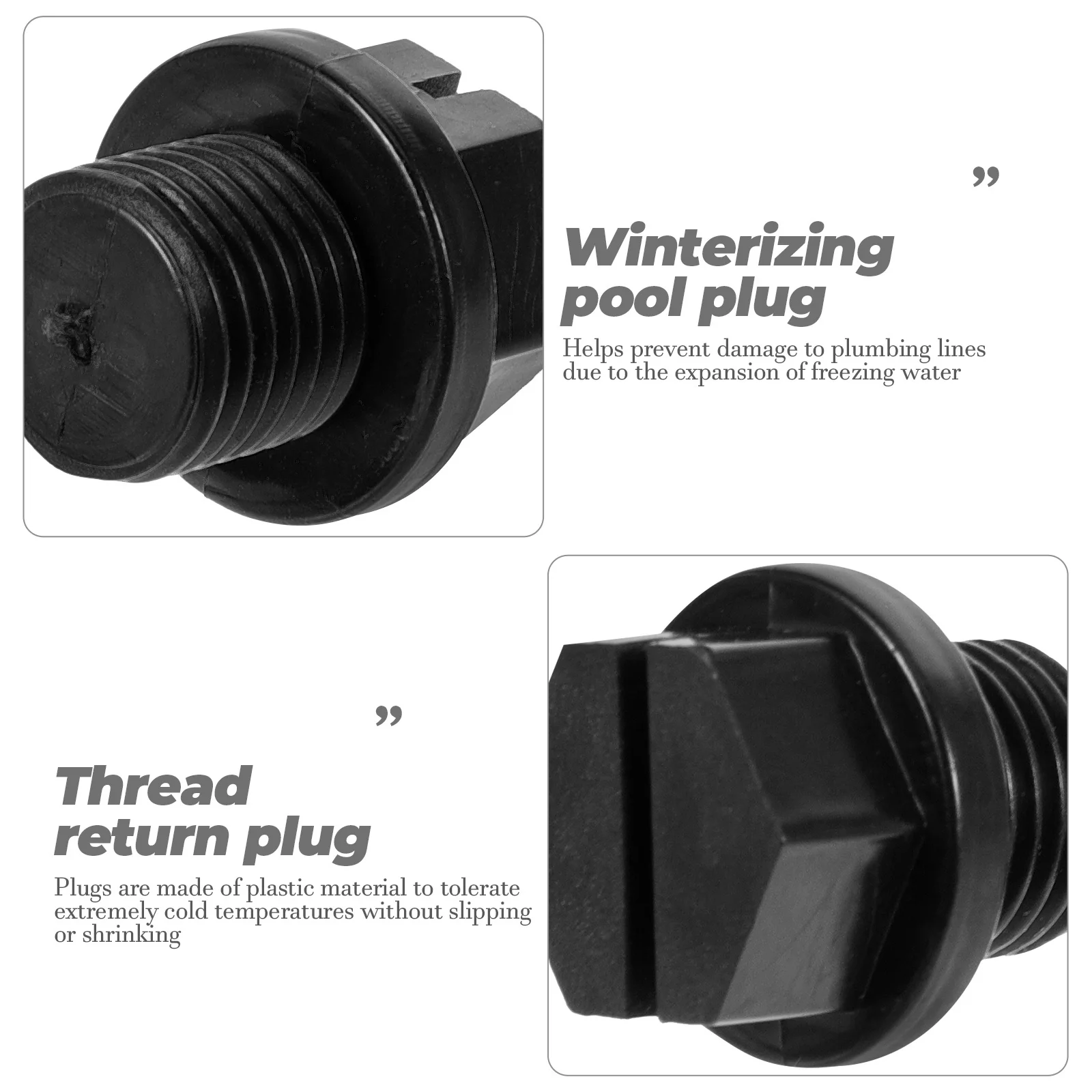 

2Sets Pool Return Line Winterizing Plug Strong Plastic Filter Drain Plug O-Ring Pool Pump Replacement Parts Compatible