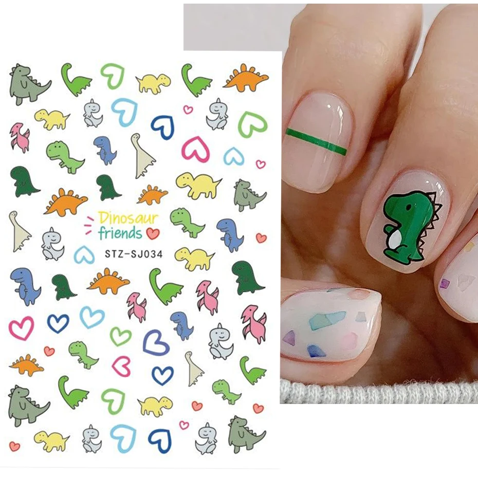 Colorful Cute Dinosaur Back Adhesive Nail Sticker Non-Toxic Odorless Girl Sticker Toy Three-Dimensional Decal image 2