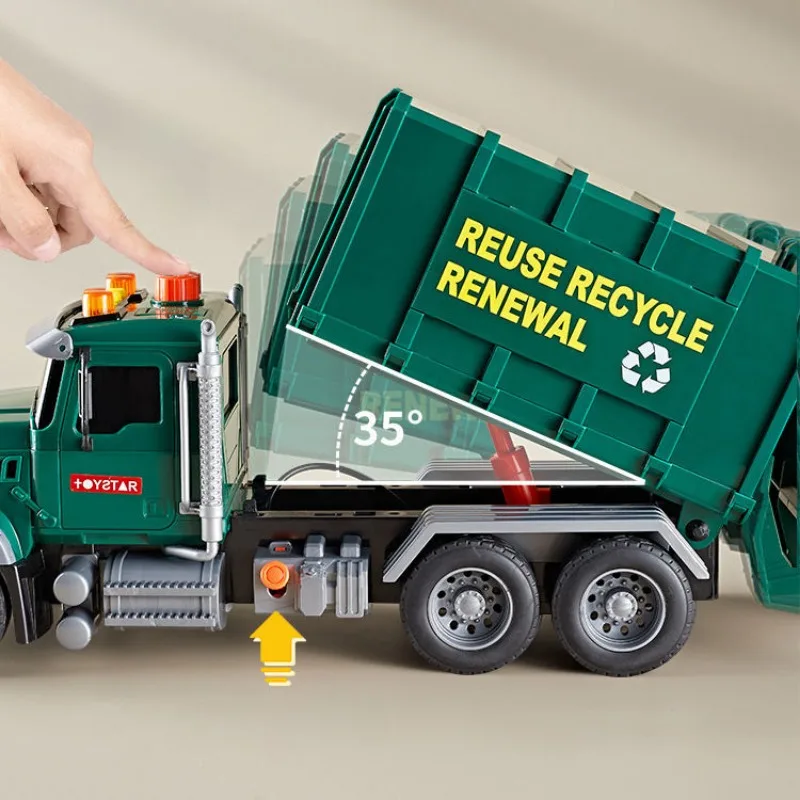 Big Garbage Truck Toy, Friction Powered Garbage Truck with Lights and Sounds Kids Recycling Trash Truck Kids Gifts