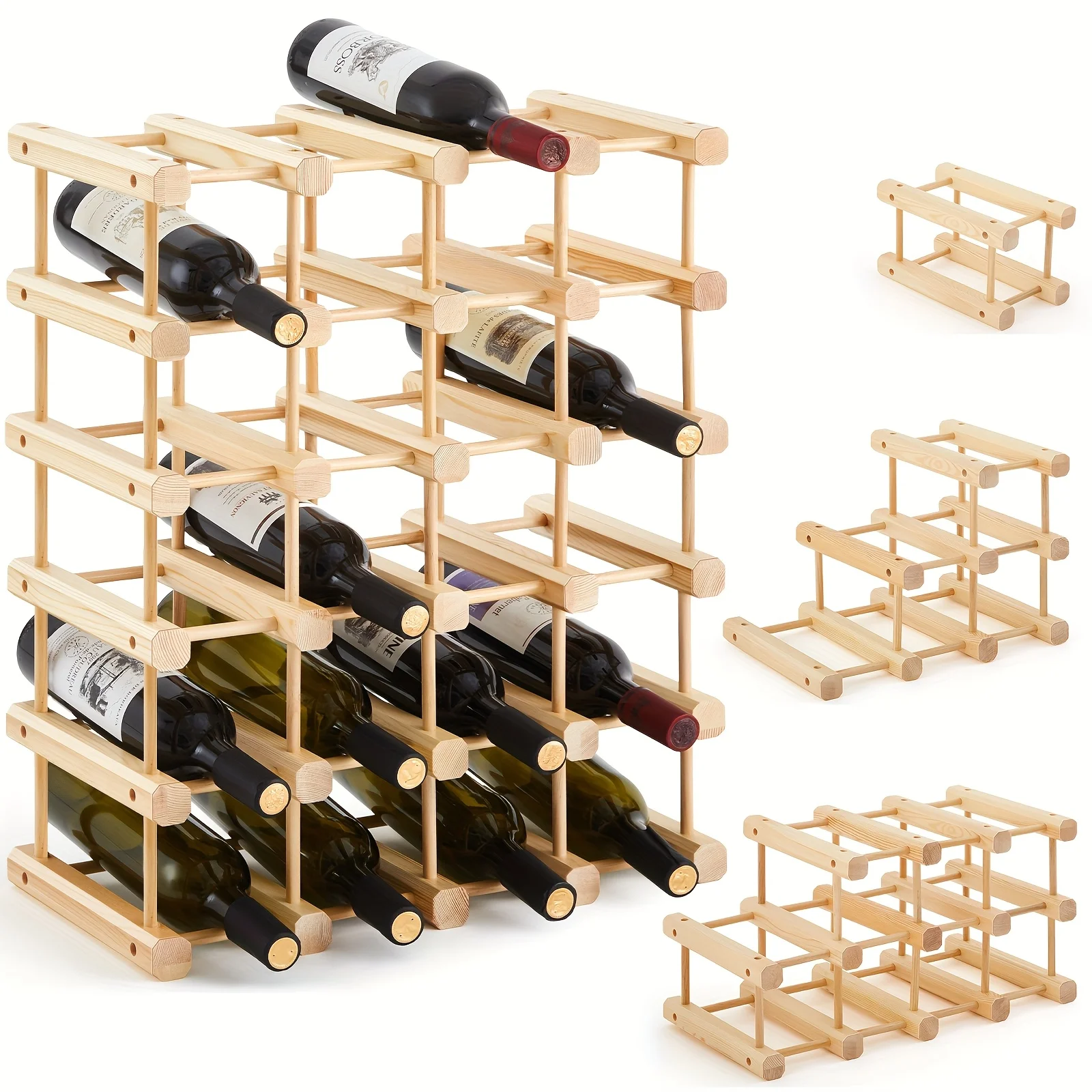 

Wooden Wine Rack Stackable Modular Wine Storage Racks DIY Assembly Wine Bottle Holder Wine Rack for Inside Cabinet Wine Holder Countertop 12 Bottles Wine Cellar Racks (2 Pack)