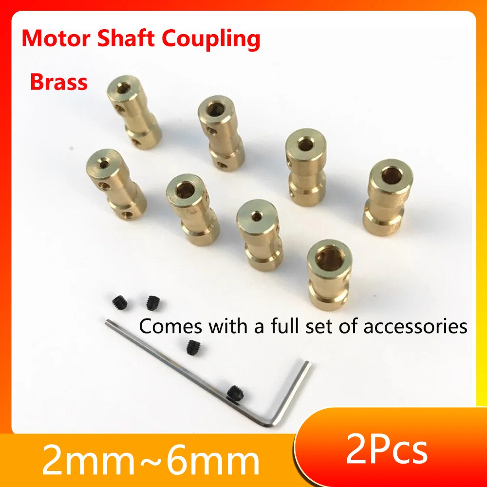 2Pcs 2mm~6mm  Motor Shaft Coupling Coupler Connector Sleeve Adapter Brass Transmission Joint for RC Model