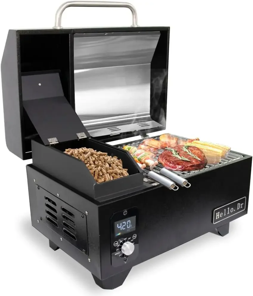 مدخن الشواية، مدخن كهربائي على الطاولة 8 في 1 للتخييم RV Tailgating RV Cooking BBQ، شوايات خارجية وSmo