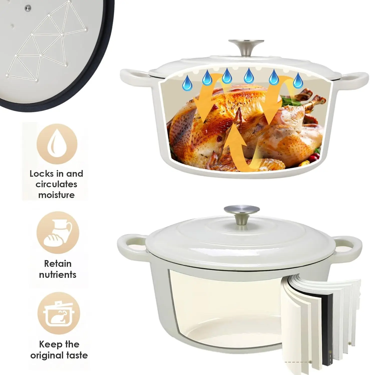 6 Quart Enameled Cast Iron Dutch Oven with Lid-superior Heat Retention, Non-Stick&Moisture Locking-Perfect for Baking, Roasting,