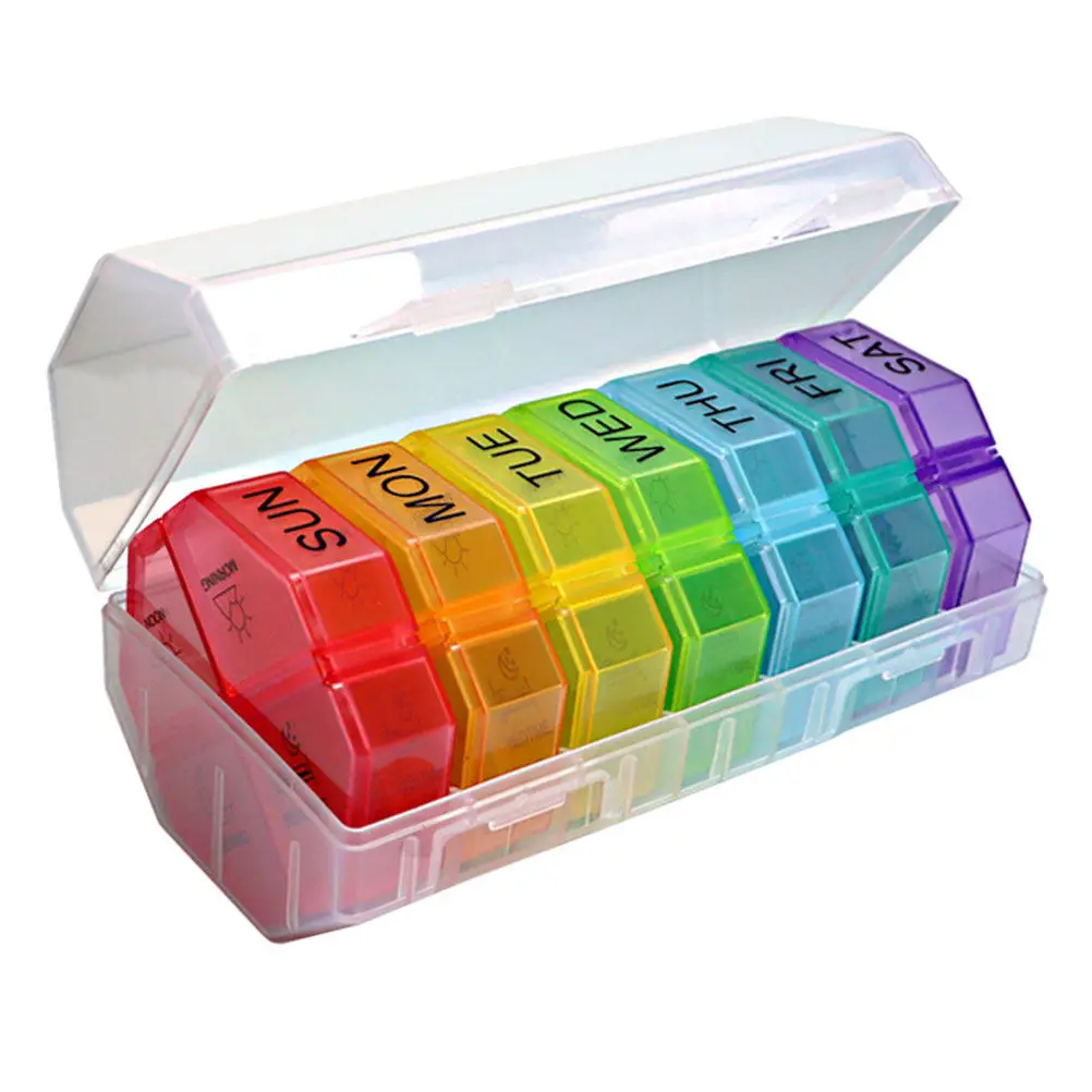 

Портативный органайзер для лекарств на 28 отделений, еженедельный, легкий, удобный дозатор для пожилых людей и путешествий