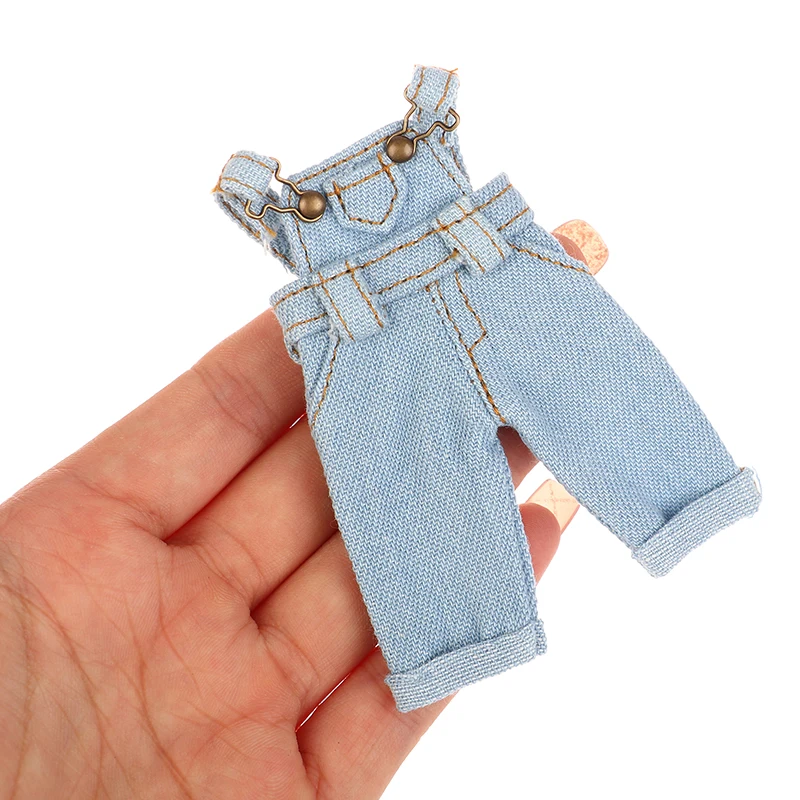 Fashion Mini Jeans Overalls Rompers Doll Clothes Accessories Doll Clothes Dress Up Toys For 1/12 Doll Ob11 Doll