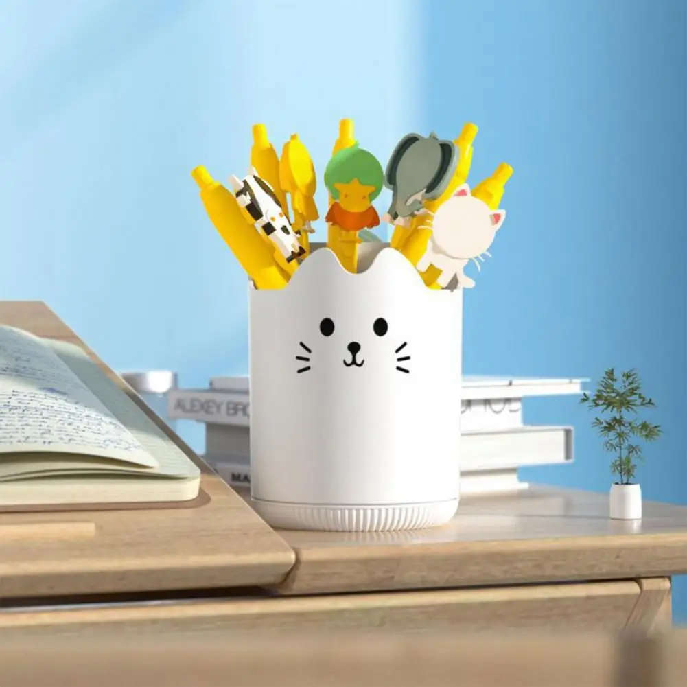 Rotating Pen Holder High-capacity Desk Organizer Cat Pattern Desk Organizer with 360 Degree Rotation Capacity Pen for Office