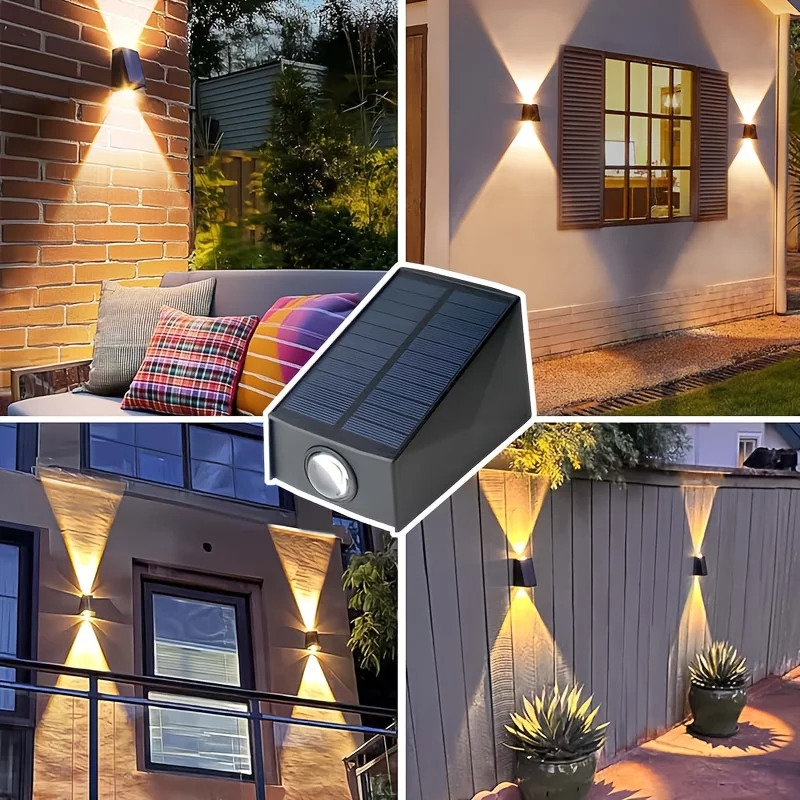 LED Solar Wall Lamp Waterproof Outdoor Solar Garden Decor Lights Up and Down Luminous Lighting for Street Balcony Garden Villa