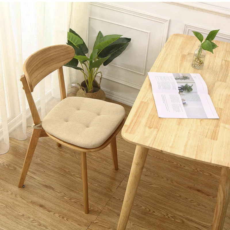 Summer Dining Chair Cushion Thickened Cotton Linen Breathable Cushion Student Horseshoe-shaped Chair Cushion Home Supplies