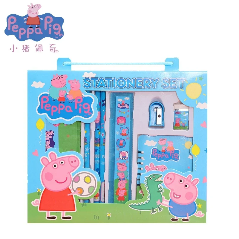 Cute Peppa Pig Peggy Penholder Eraser Pencil Ruler School Supplies Stationery Set Toy George Mobile Doll Kid's Birthday Gift