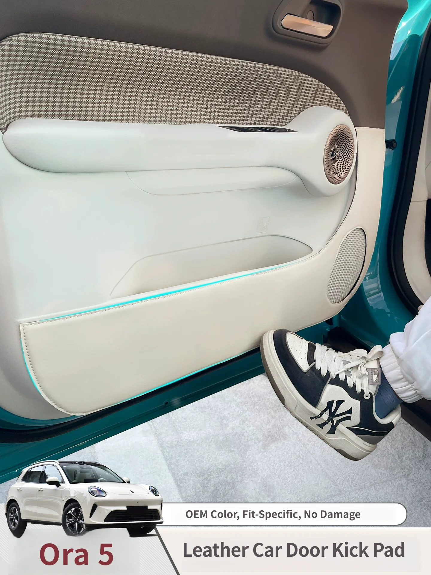 For GWM Ora 5 2025 2026 2027 Leather Door Anti-kick Panel Original Match Color Anti-scratch Cover Car Interior Accessories