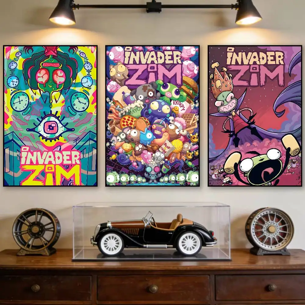 dark cartoon Invader Zim Poster Room Decor Waterproof Sticky For Home Bar Wall Art Decoration
