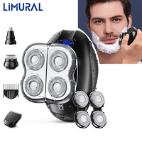 Limural Electric Shaver Razor for Men Wet Dry Shaver 5D Rotary electroplating Shaver LED Display 4in1 Shaving Grooming Kit