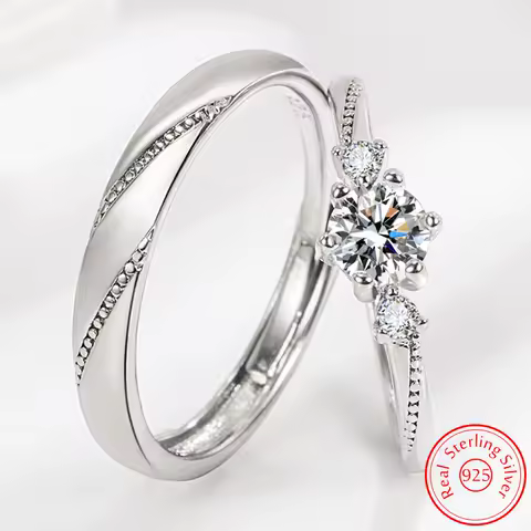 925 Sterling Silver New Lady's High Quality Fashion Jewelry Crystal Zircon Couple Ring For Man XY0339