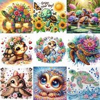 1 piece/set of DIY turtle and flower pattern frameless irregular diamond painting art set, a gift for beginners and adults