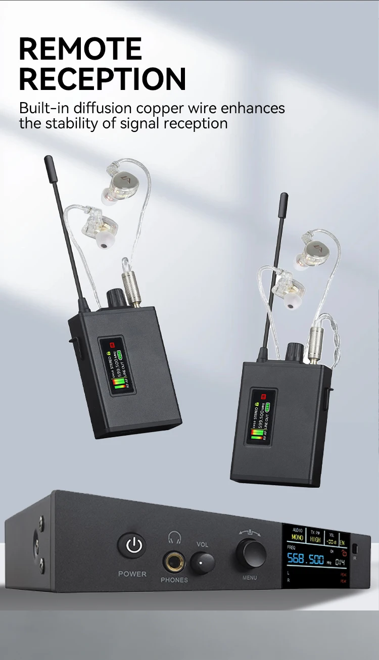 Paulkitson EM-1100 Drahtloses In-Ear-Monitoring-System 24Bit 192KHz Stereo Mono Klarer Klang Stabiles Signalband Live-Performance – Detail 5