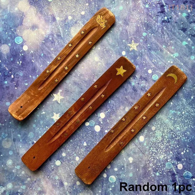 [E] Natural Wooden Incense Stick Holder Ash Catcher Burner Incense Stand Rack Incense Base Aromatherapy Plate Home Decoration