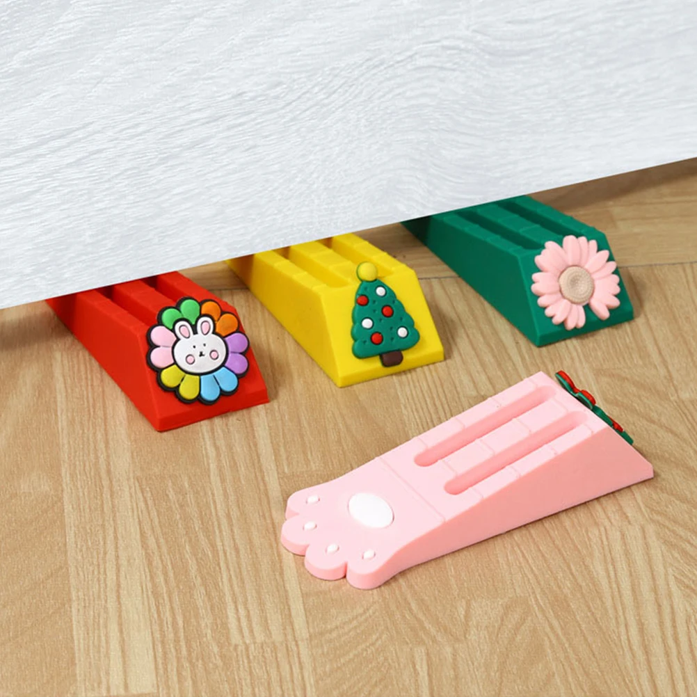

4 Pcs Anti Collision Stopper Cartoon Safety Stoppers for Bottom of Door PVC Decorative Animals Cute Door Slam Stopper Wedge