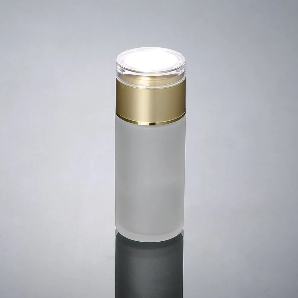 100ml frosted glass bottle gold/silver/white lid plastic stopper lotion/emulsion/moisture toner/toilet/water/skin care packing