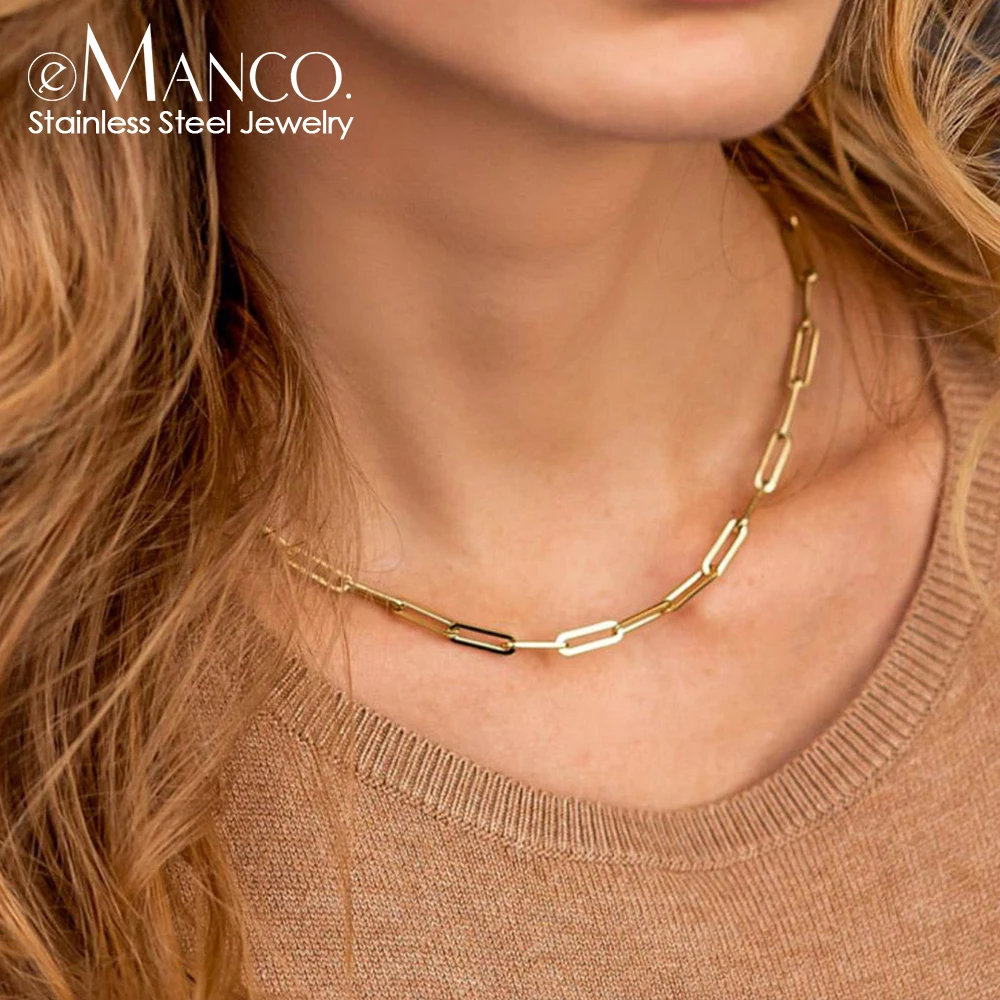 eManco Hot Sale Women's Cross Chain Necklace Stainless Steel Gold Plated Minimalist Accessories Wholesale