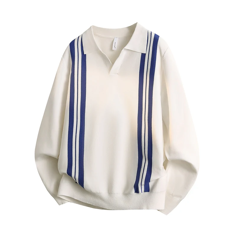 Cleanfit Polo Pullover Mens Knit Sweater Autumn Spring Korean Fashion Soft Sweaters Minimalist Long Sleeve Solid Casual Top