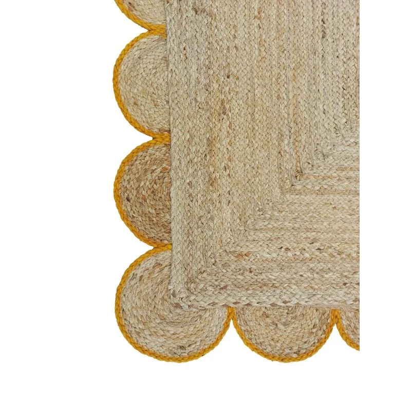 Scallop Rug 100% Natural Braided Jute Floor Carpet Home Decor Modern Area Rug