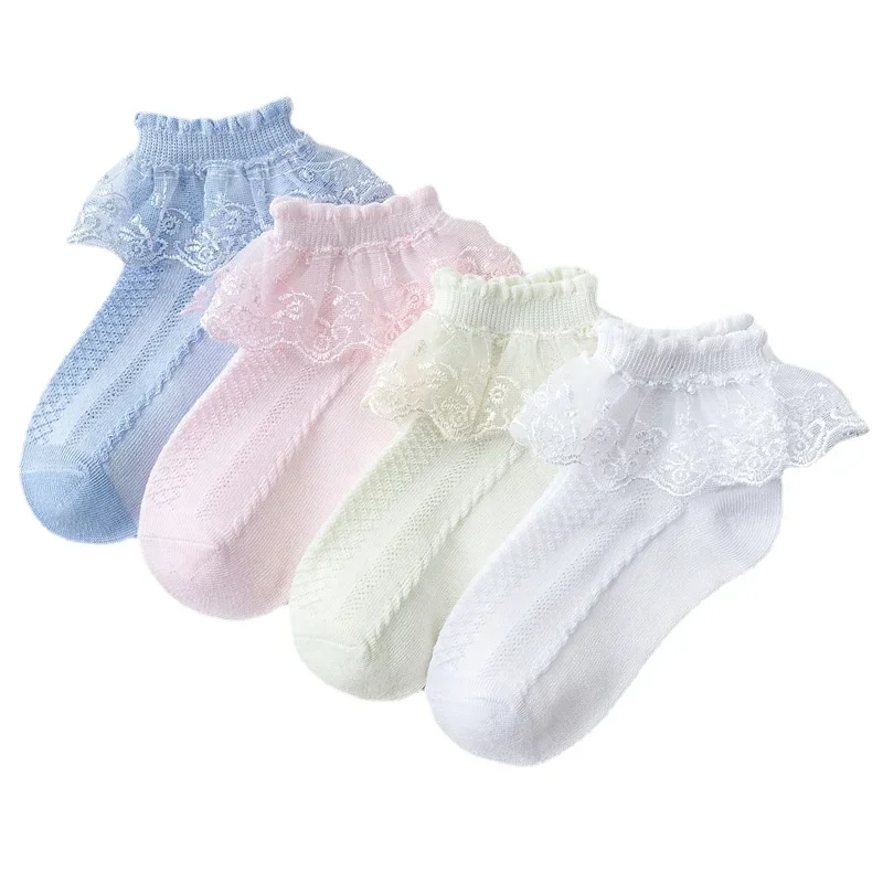 Lace Ruffle Baby Breathable Socks Children Kids School Student Princess Socks Girls Toddler Beautiful White Dance Short Socks