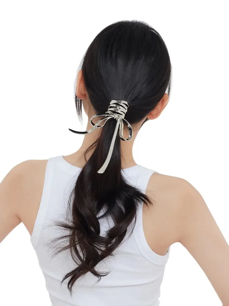 AWAYTR-Pinza de pelo con lazo de aleación para niña, pinza de Metal para el pelo, pinza de cola de caballo alta, horquilla fija, accesorios para el