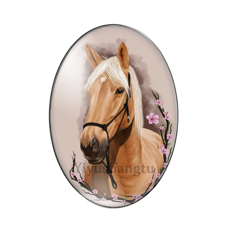 Gallant cute horse Running Life 13x18mm/18x25mm/30x40mm Oval photo glass cabochon flat back Making findings