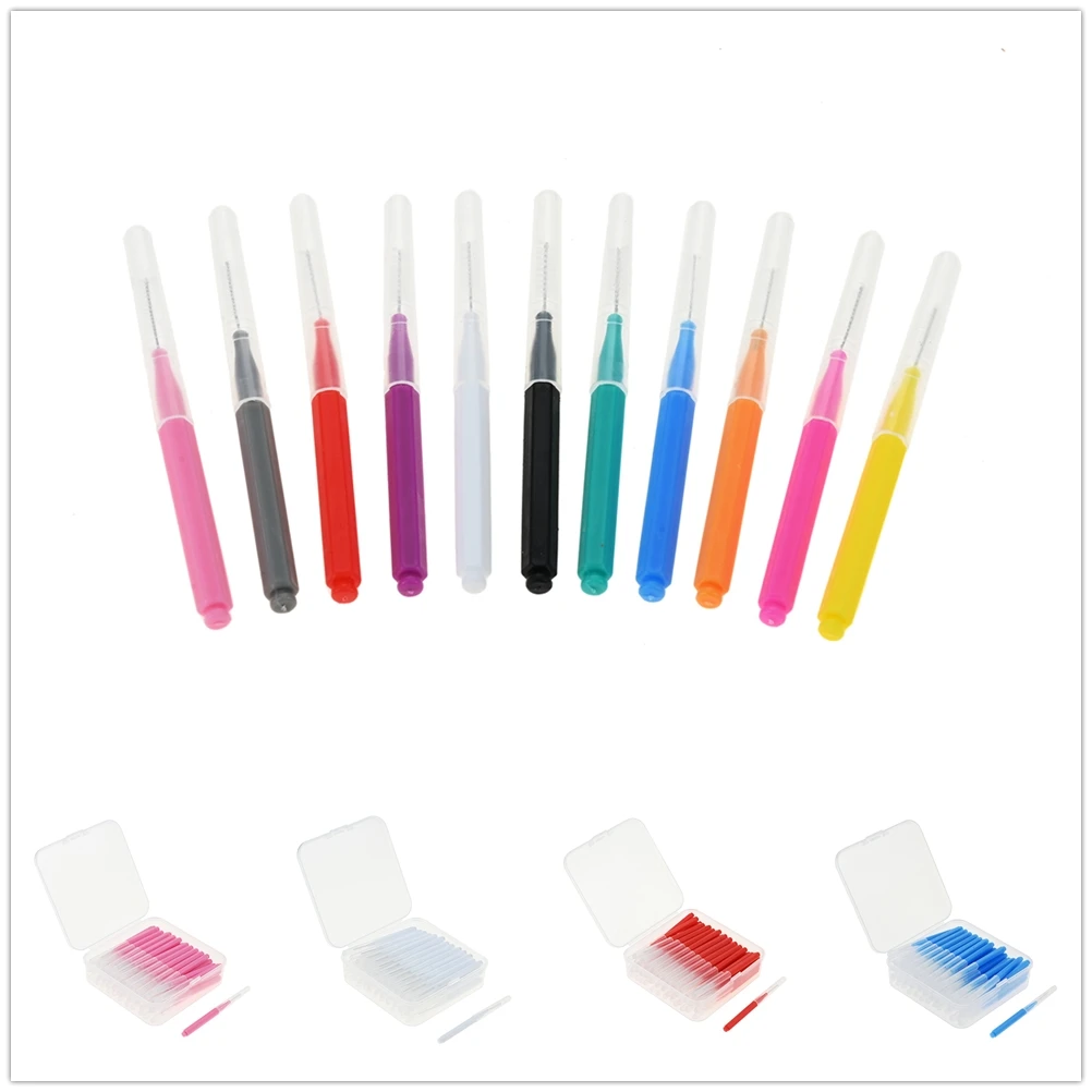 

50pcs/box I-type Push Pull Interdental Brush 0.6mm-1.2mm Dental Care Deeply Cleaning Between Teeth Oral Hygiene Tool Portable