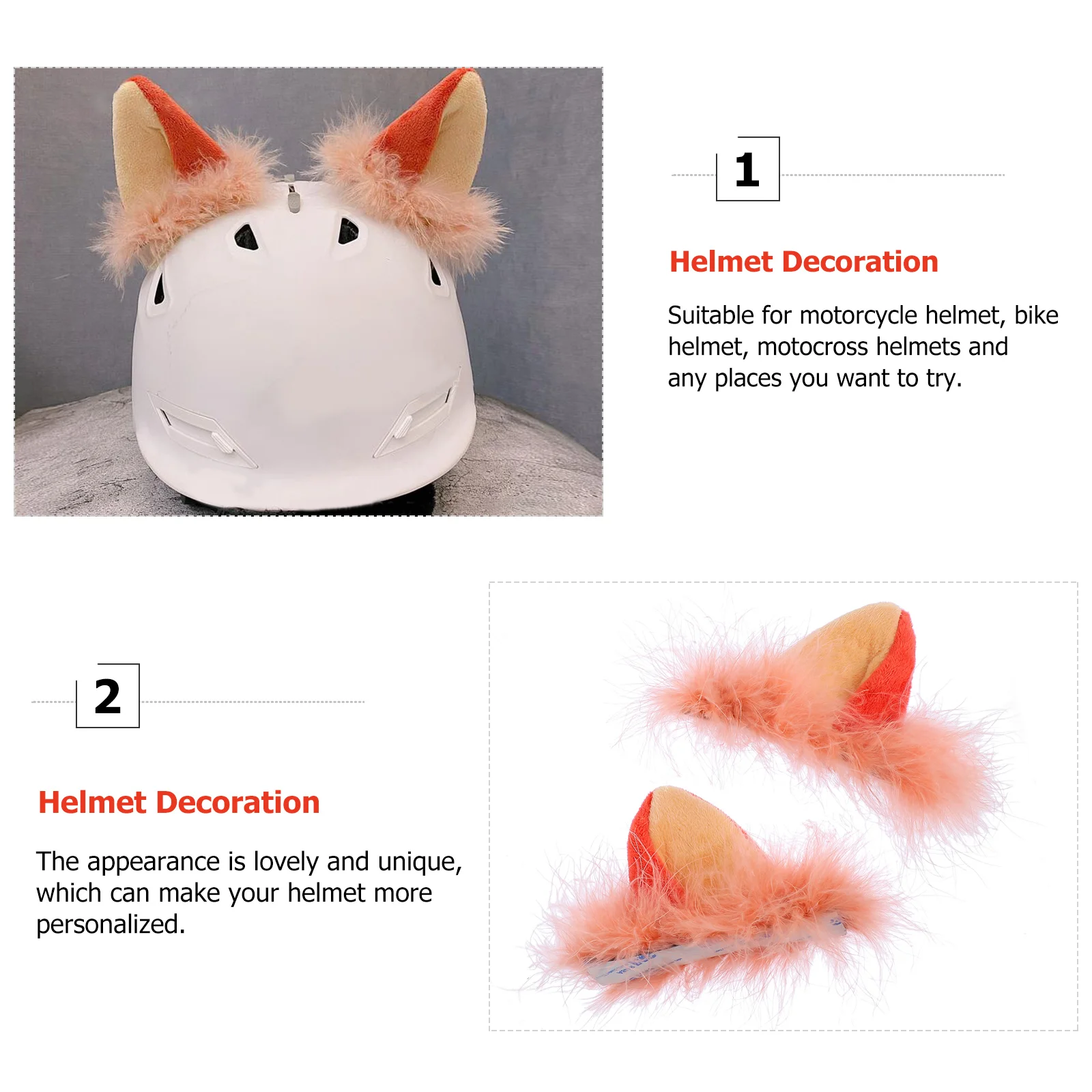 Decoration Adhesive Scooter Fox Easy to Fix Motorbike Foxes Ears Ornaments for Accessories Motorcycle Premium Materials