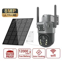 4K 8MP Dual Lens PTZ Solar Camera Dual Screen PIR Human Tracking Outdoor WIFI Security CTV Surveillance IP Camera