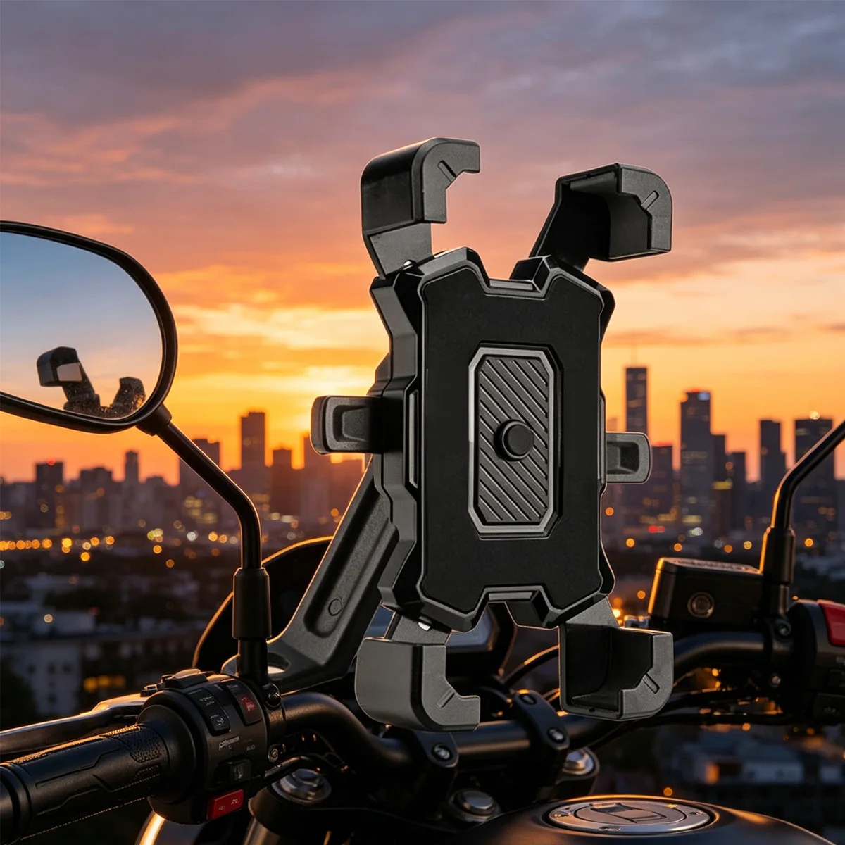 Motorcycle Mobile Phone Holder Quick Mount for Electric Vehicles Motor Rearview Mirror GPS Stand Bracket Cell Phone Fast Lock