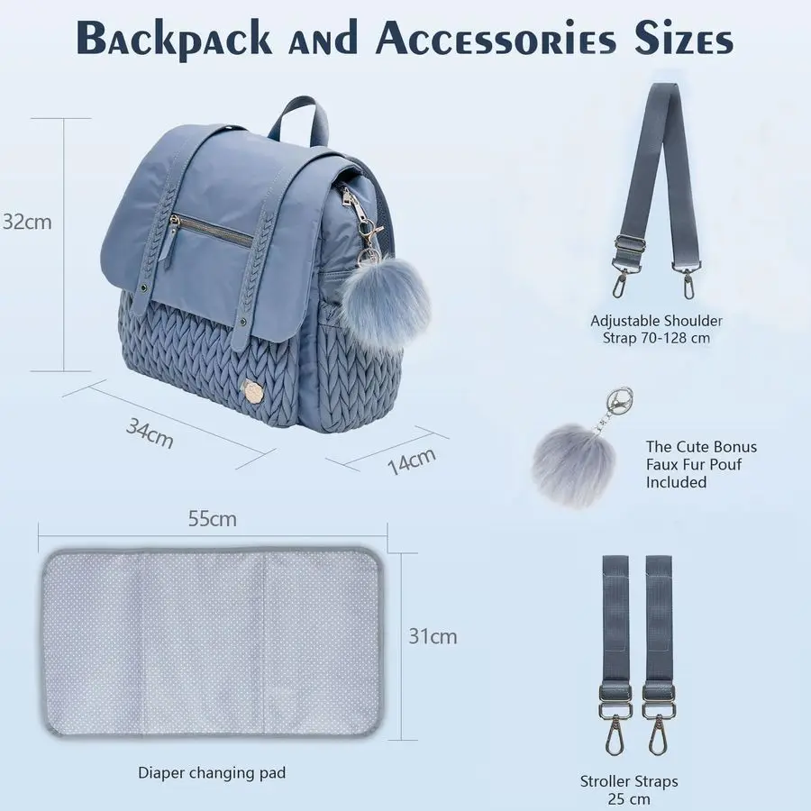 Bag BackPack Large Capacity Travel Mommy Bag Waterproof and Stylish with Changing Pad Baby Bag for Women and Girls